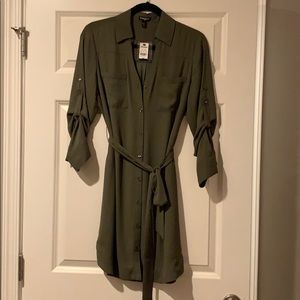 Green Express Button Down Dress Sz S NWT